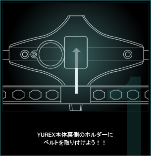 YUREX™本体裏側のホルダーにベルトを取り付けよう！！